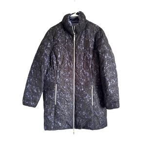 Etage Lace Puffer Coat Long Black Blue Reversible Size 16 Whimsigoth Coquette